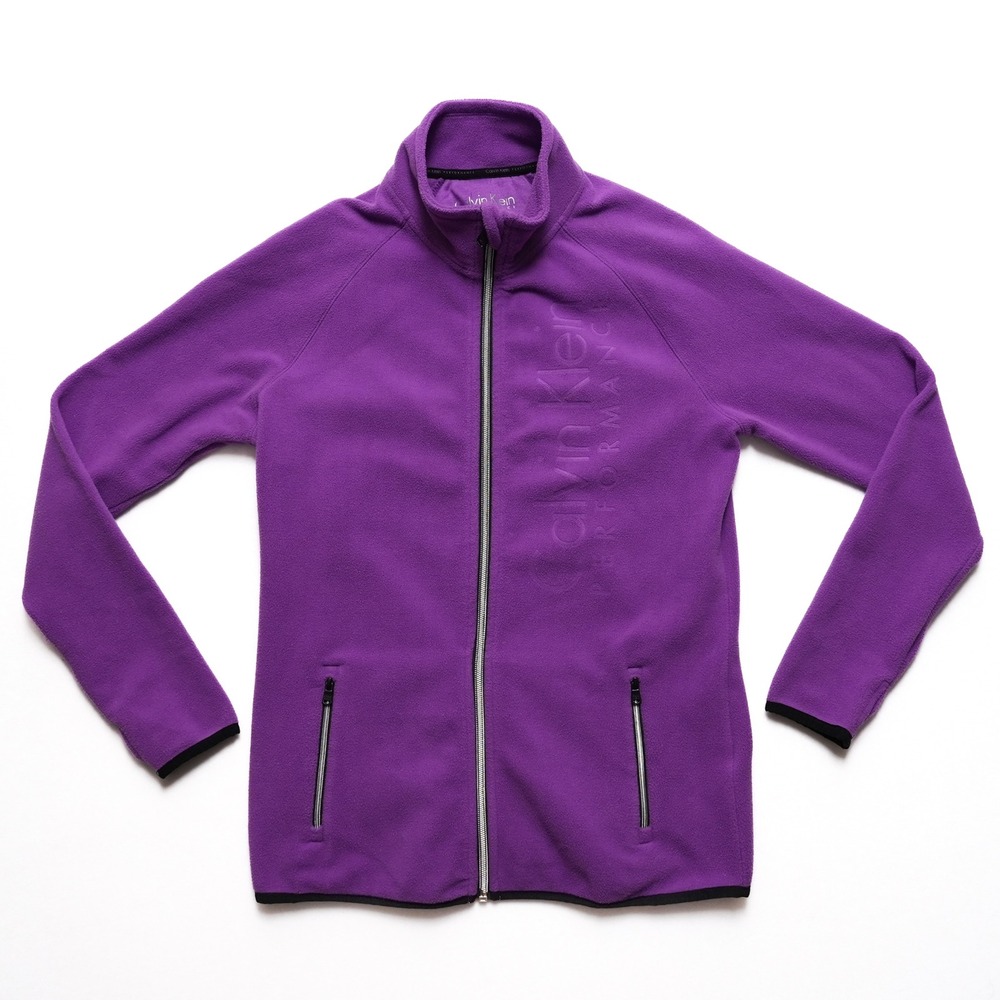 Calvin Klein Performance Jacket Women Medium Purple‎ Full Zip Fleece Logo
